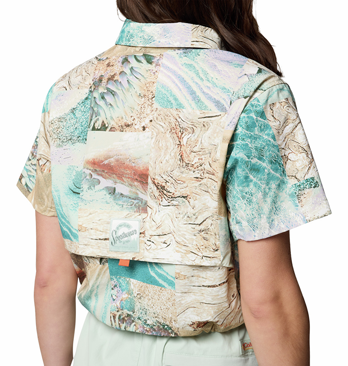 Cove Beach Printed Woven Cropped Kadın Kısa Kollu Gömlek
