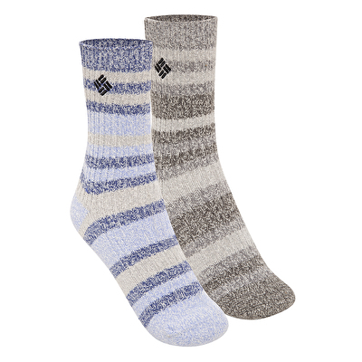 Süper Soft Micropoly Canion Stripe Crew Kadın 2'li Uzun Çorap