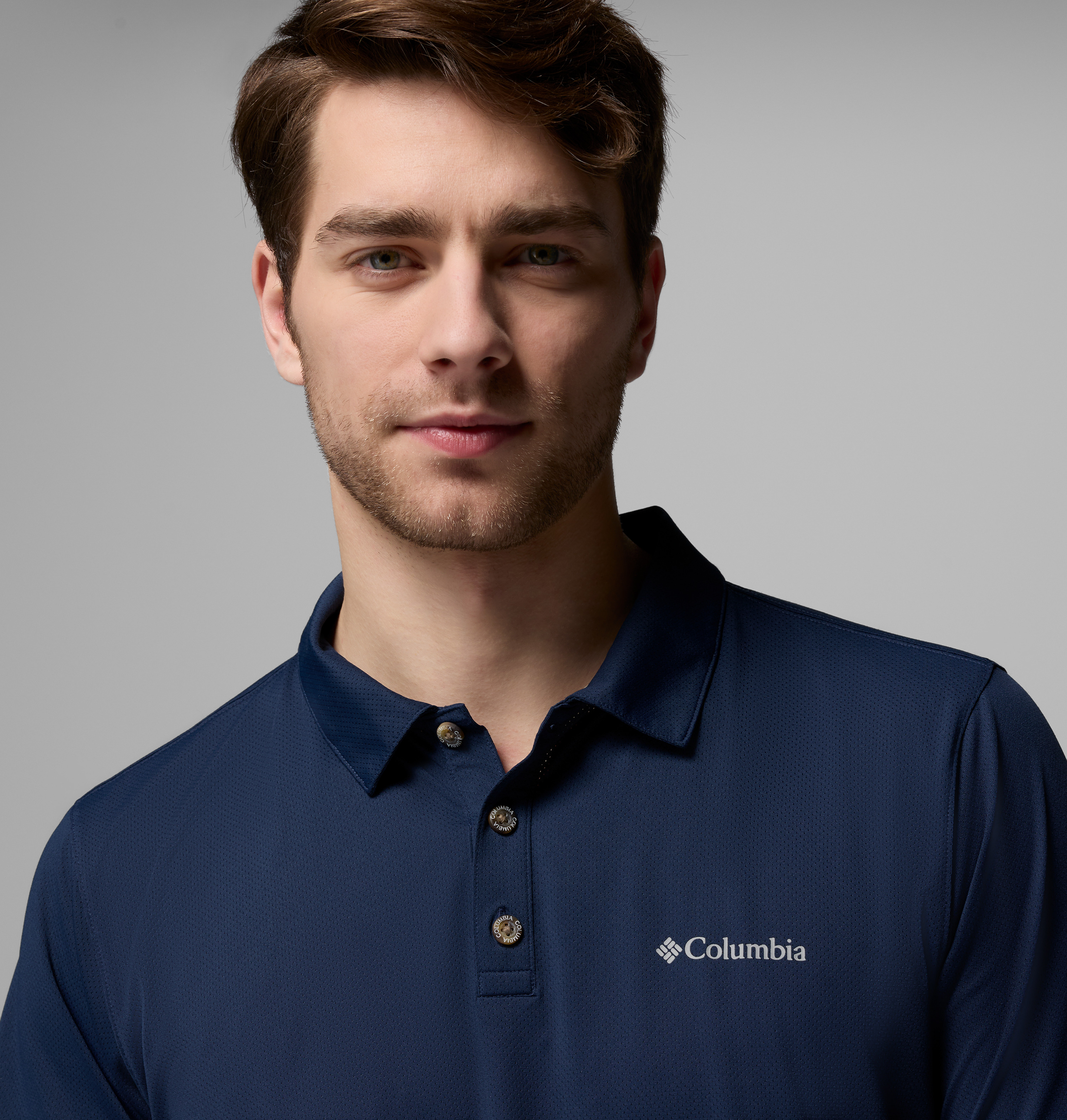 Columbia Erkek Lacivert Tech Trail Utility Kısa Kollu Polo T-Shirt