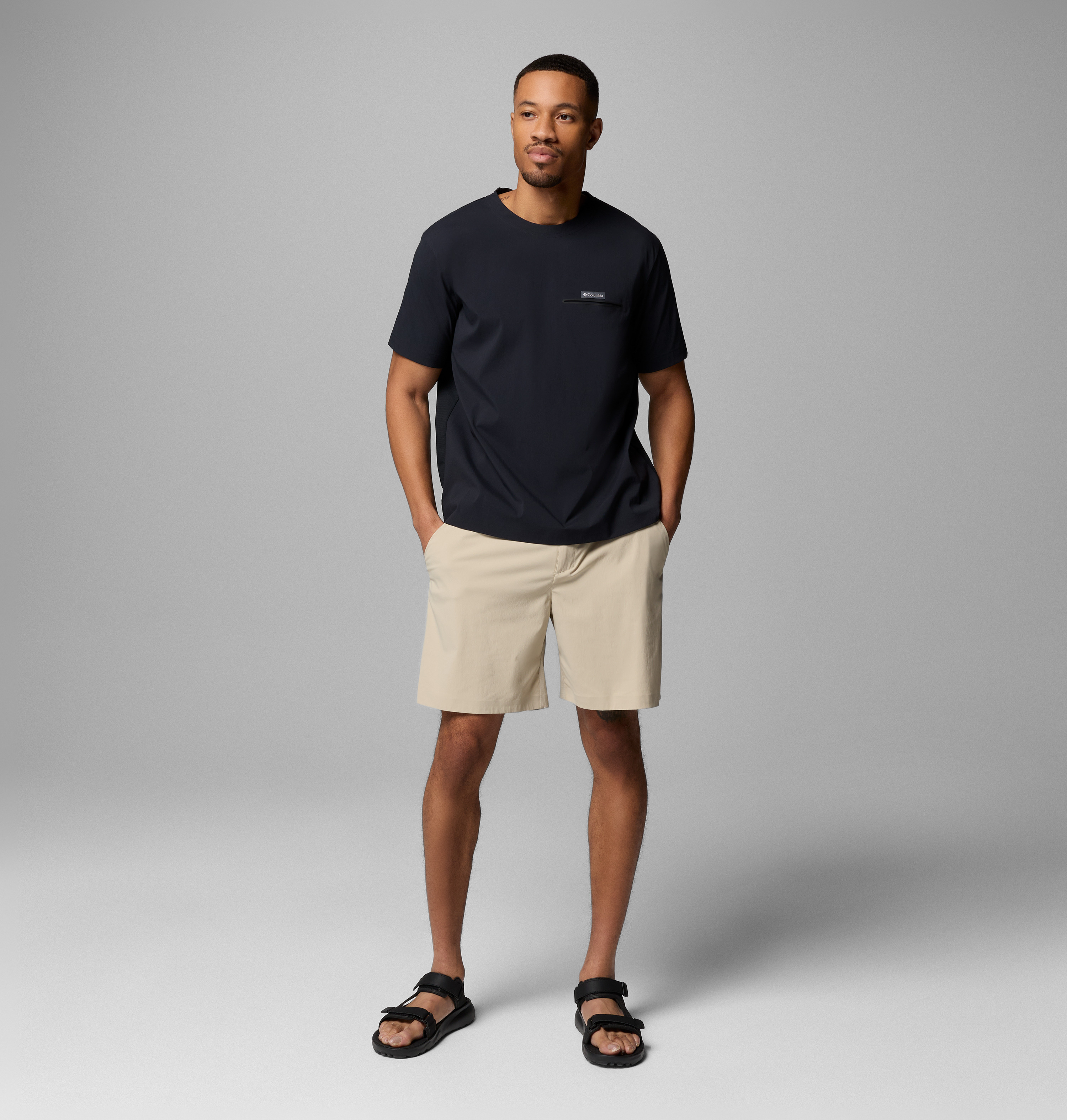 Columbia Erkek Siyah Chill Creek Woven Teknik Kısa Kollu T-Shirt