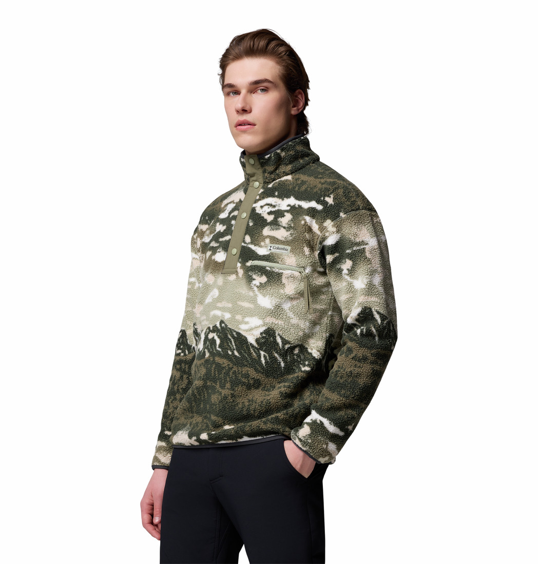 Columbia Yeşil Helvetia II Printed Half Snap Erkek Polar Üst