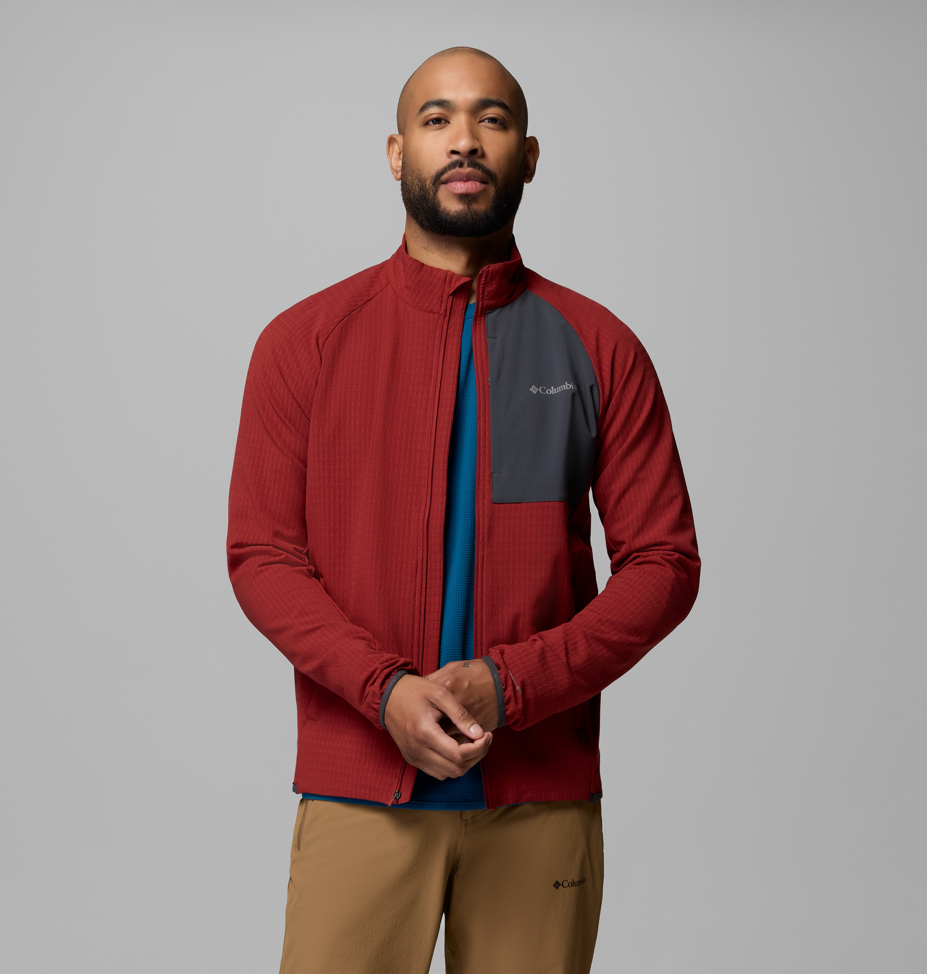 オマンミー様 Columbia Erkek Kırmızı Superior Summit Grid Tam Fermuarlı Polar
