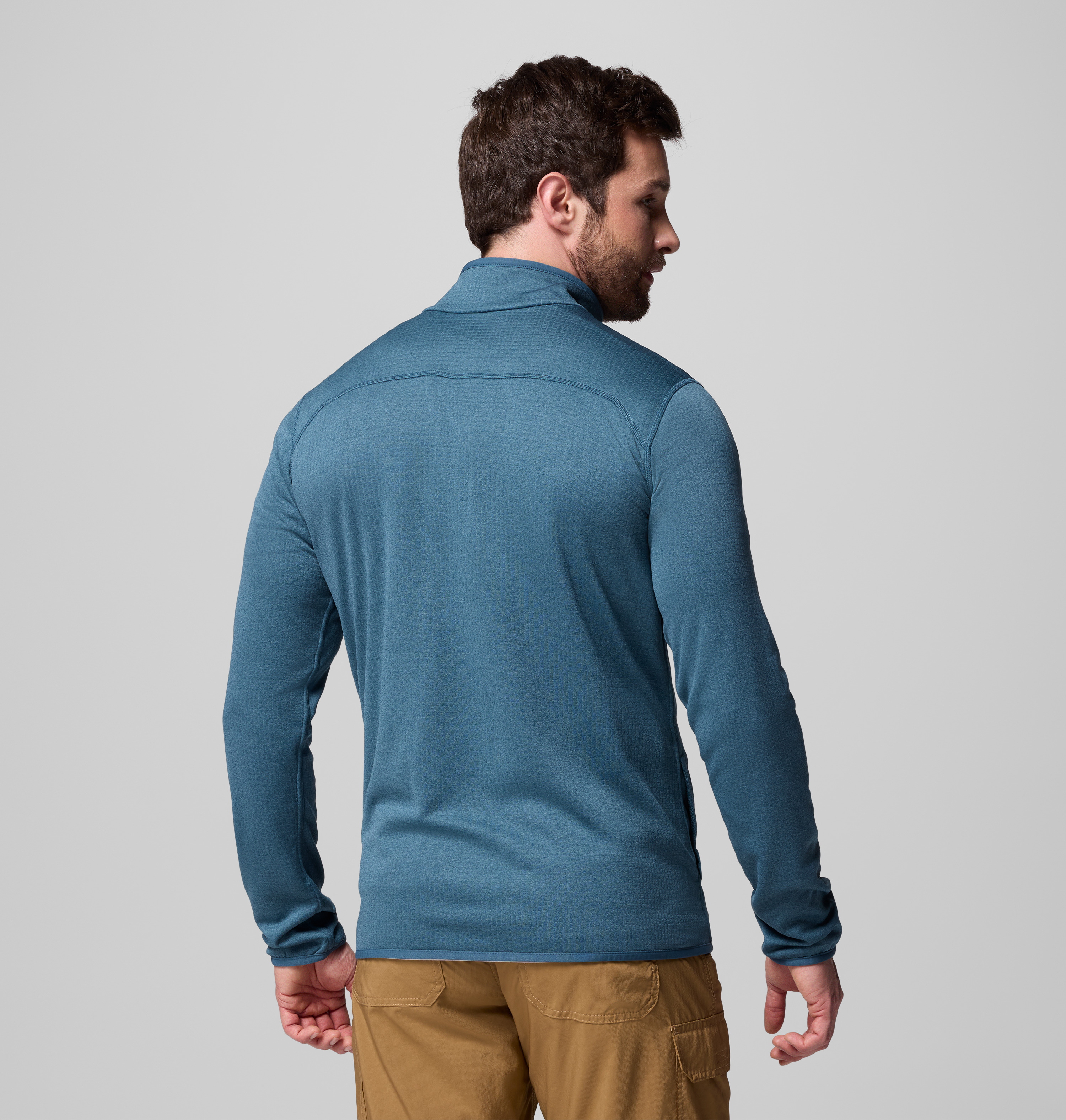 hima Columbia Erkek Mavi Essential Hike Grid Tam Fermuarlı Polar Üst