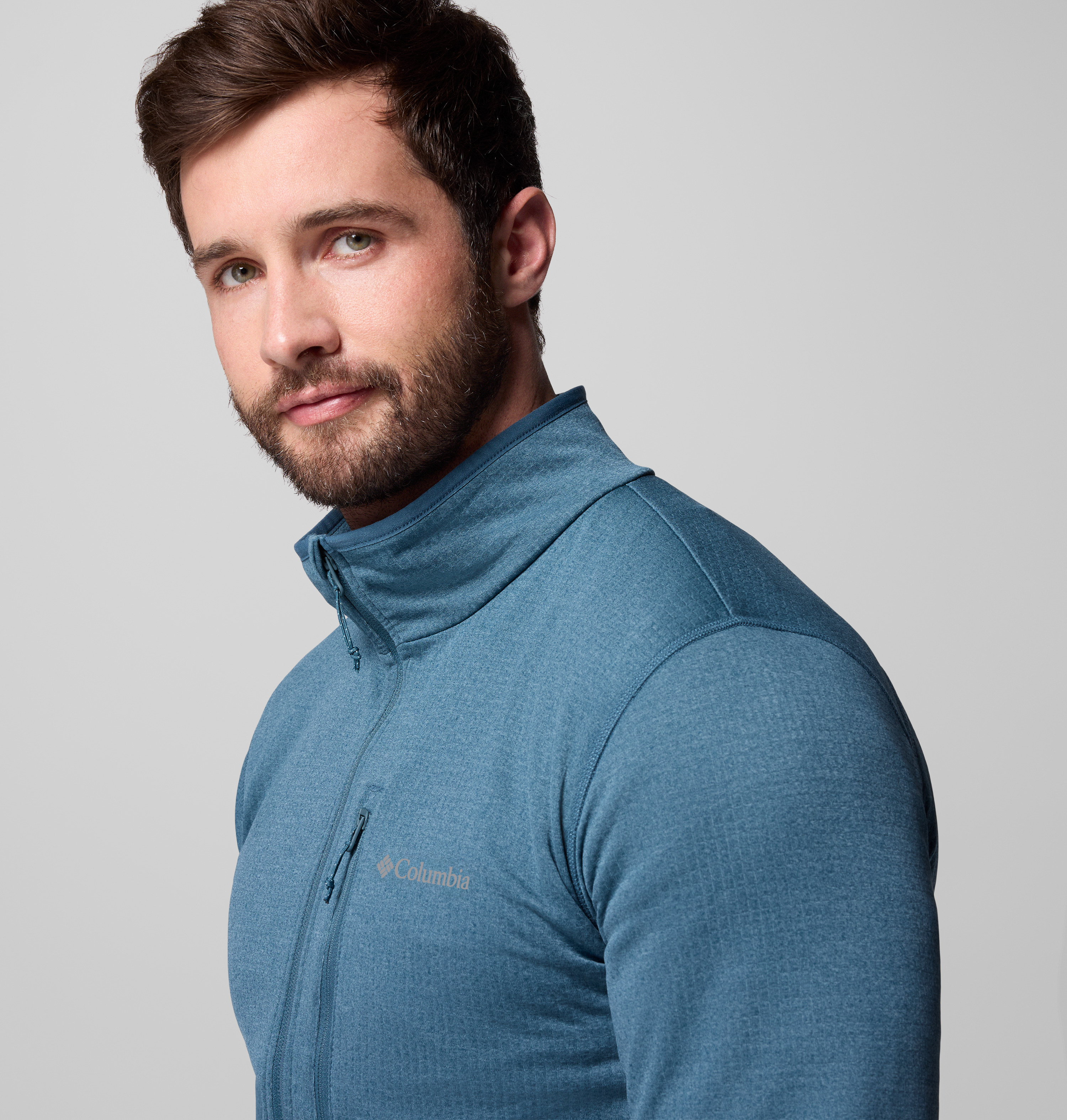 Columbia Erkek Mavi Essential Hike Grid Tam Fermuarlı Polar Üst