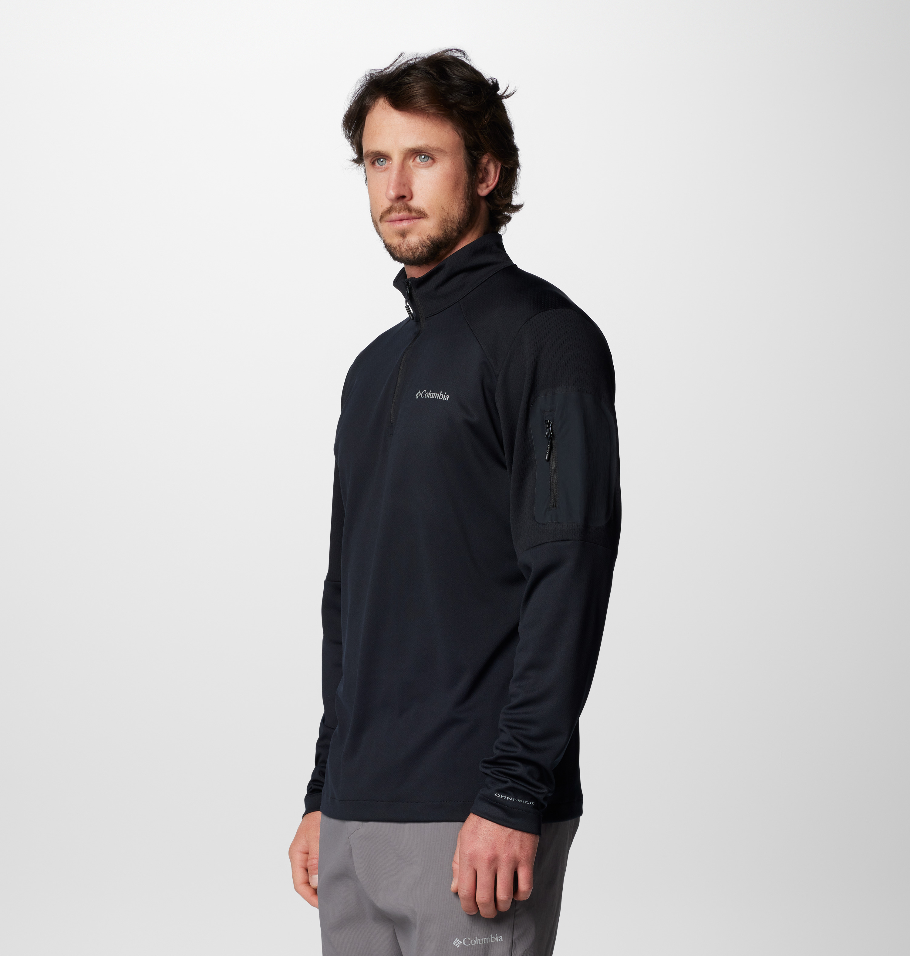 Columbia Erkek Siyah Columbia Tech Knit Çeyrek Fermuarlı Polar Üst