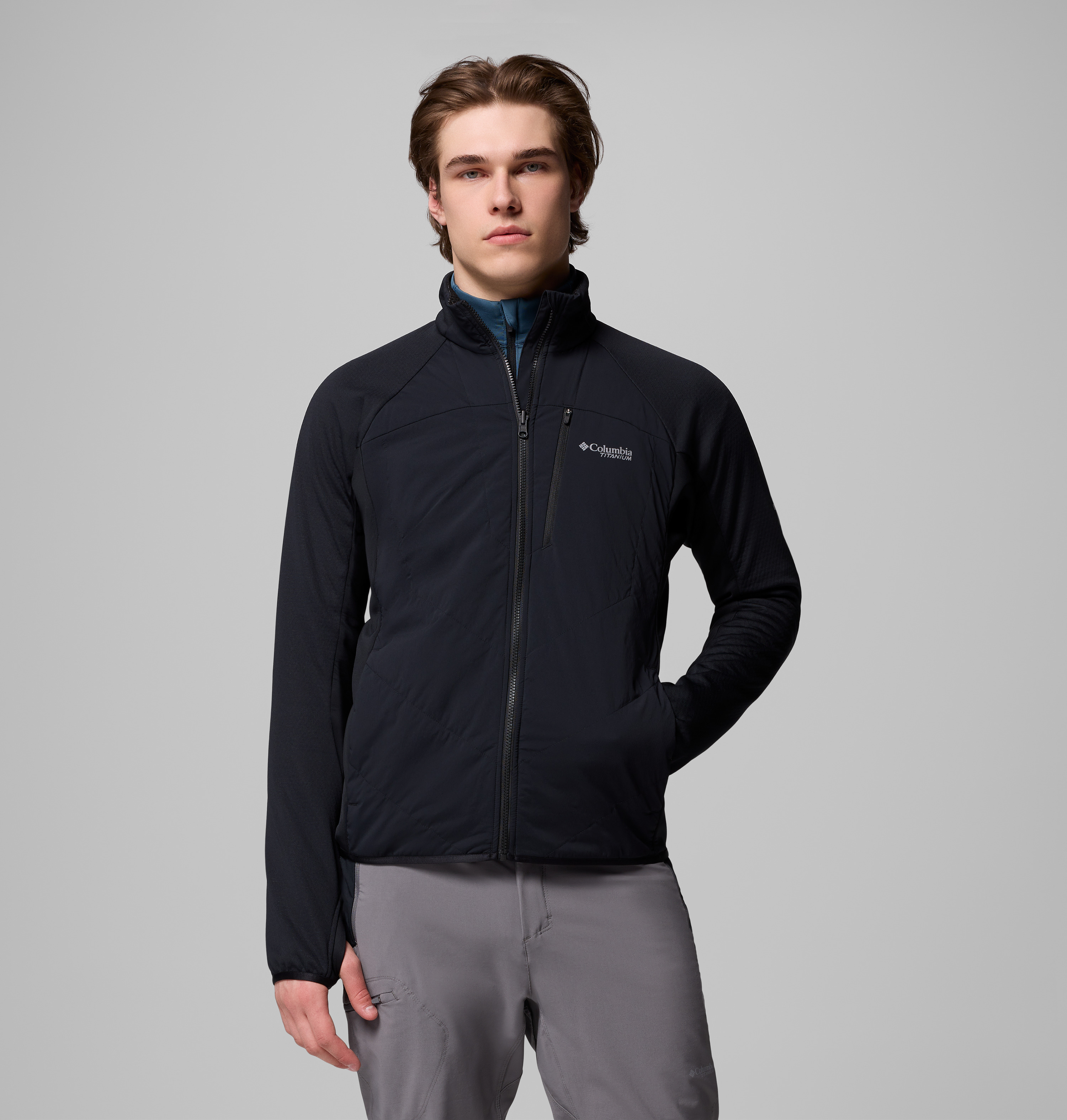 Columbia Erkek Siyah Arctic Crest Hybrid Tam Fermuarlı Softshell