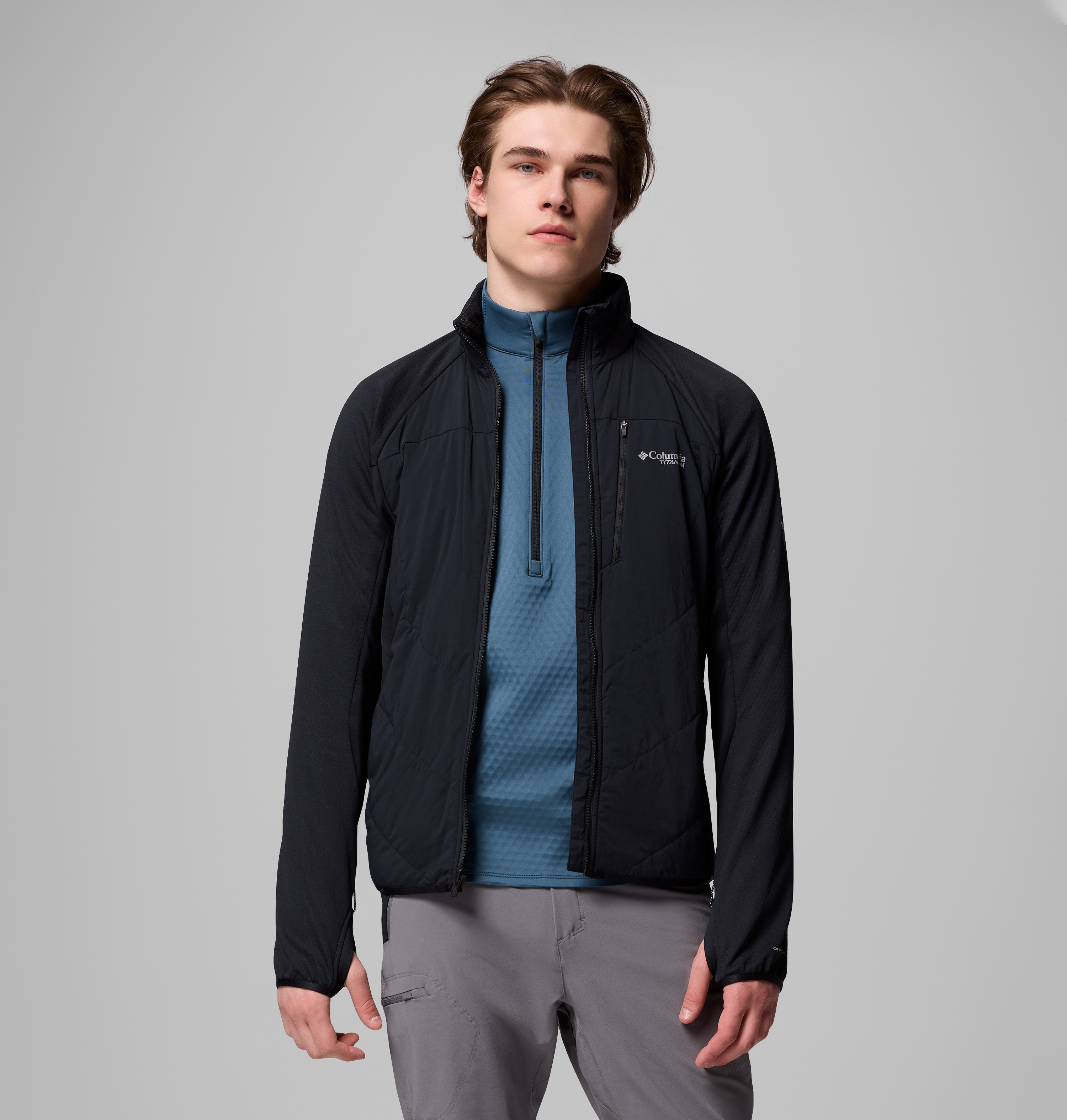 t2様 Columbia Erkek Siyah Arctic Crest Hybrid Tam Fermuarlı Softshell
