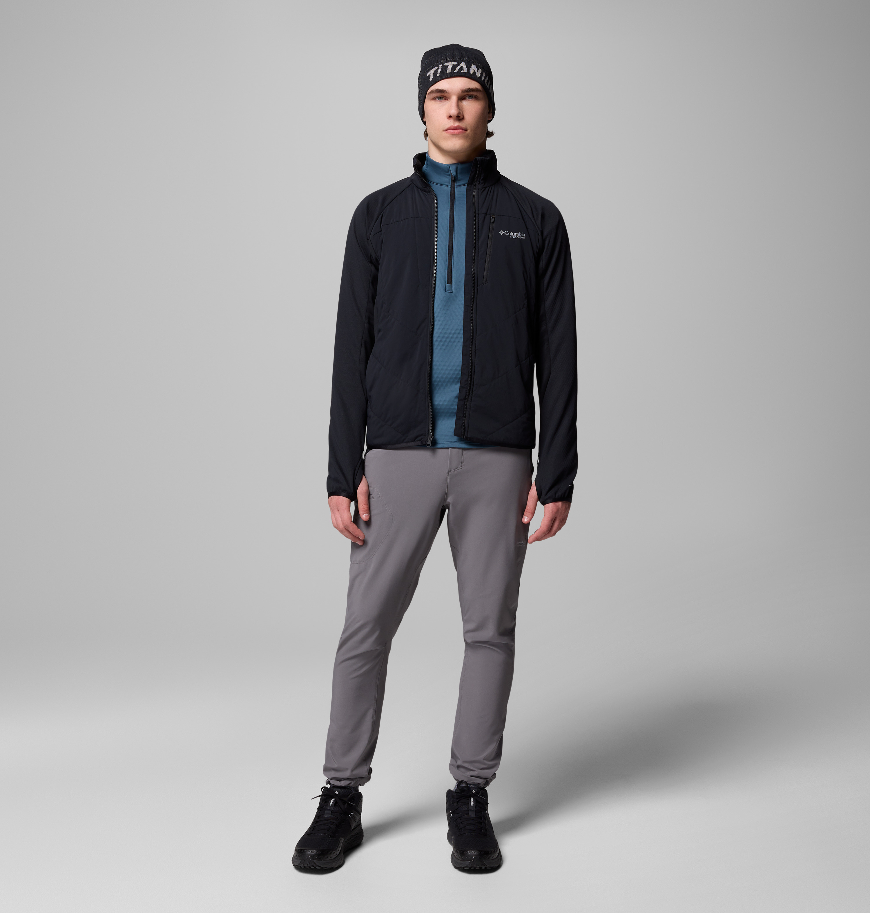 Columbia Erkek Siyah Arctic Crest Hybrid Tam Fermuarlı Softshell