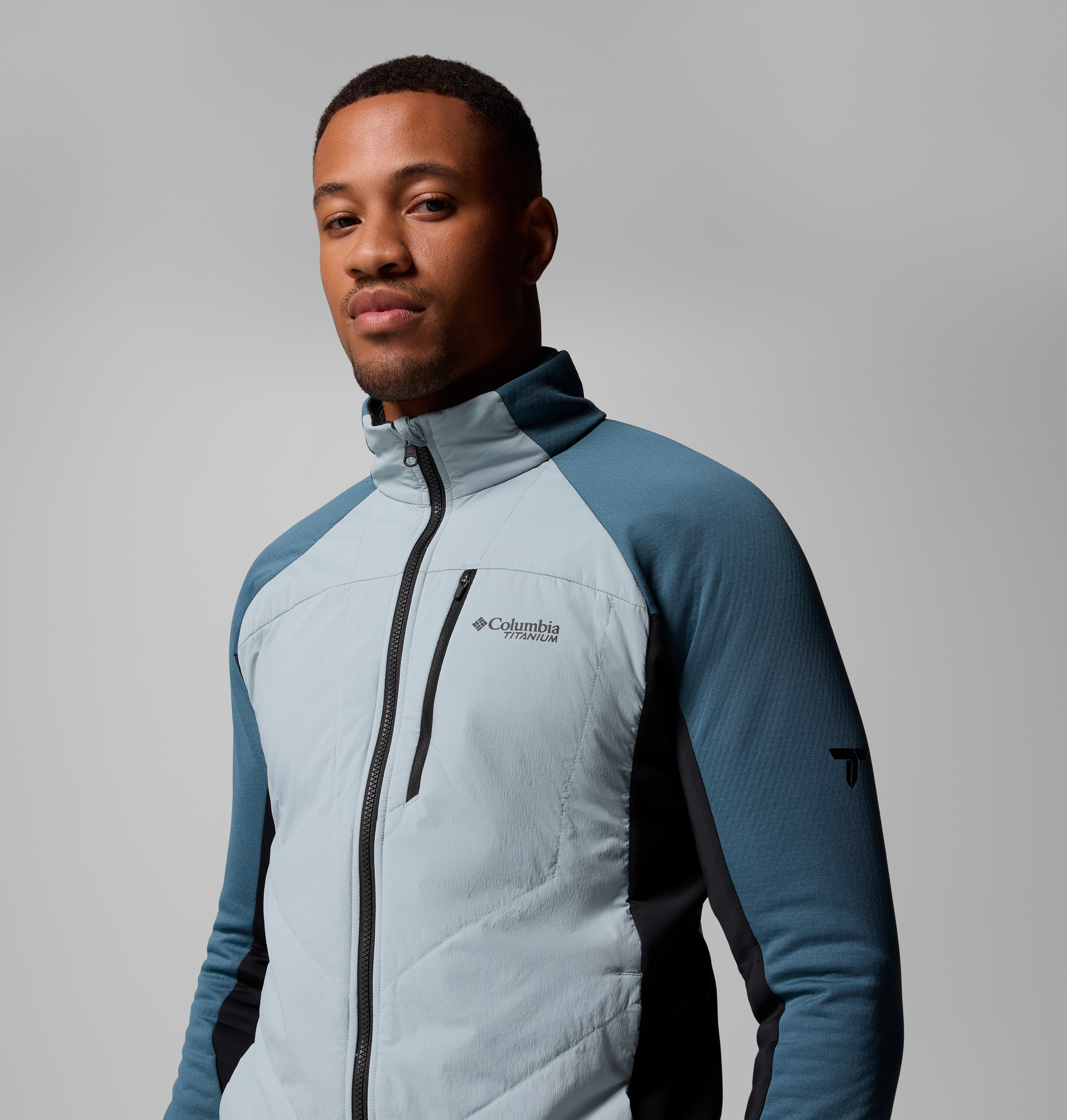 Columbia Erkek Mavi Arctic Crest Hybrid Tam Fermuarlı Softshell