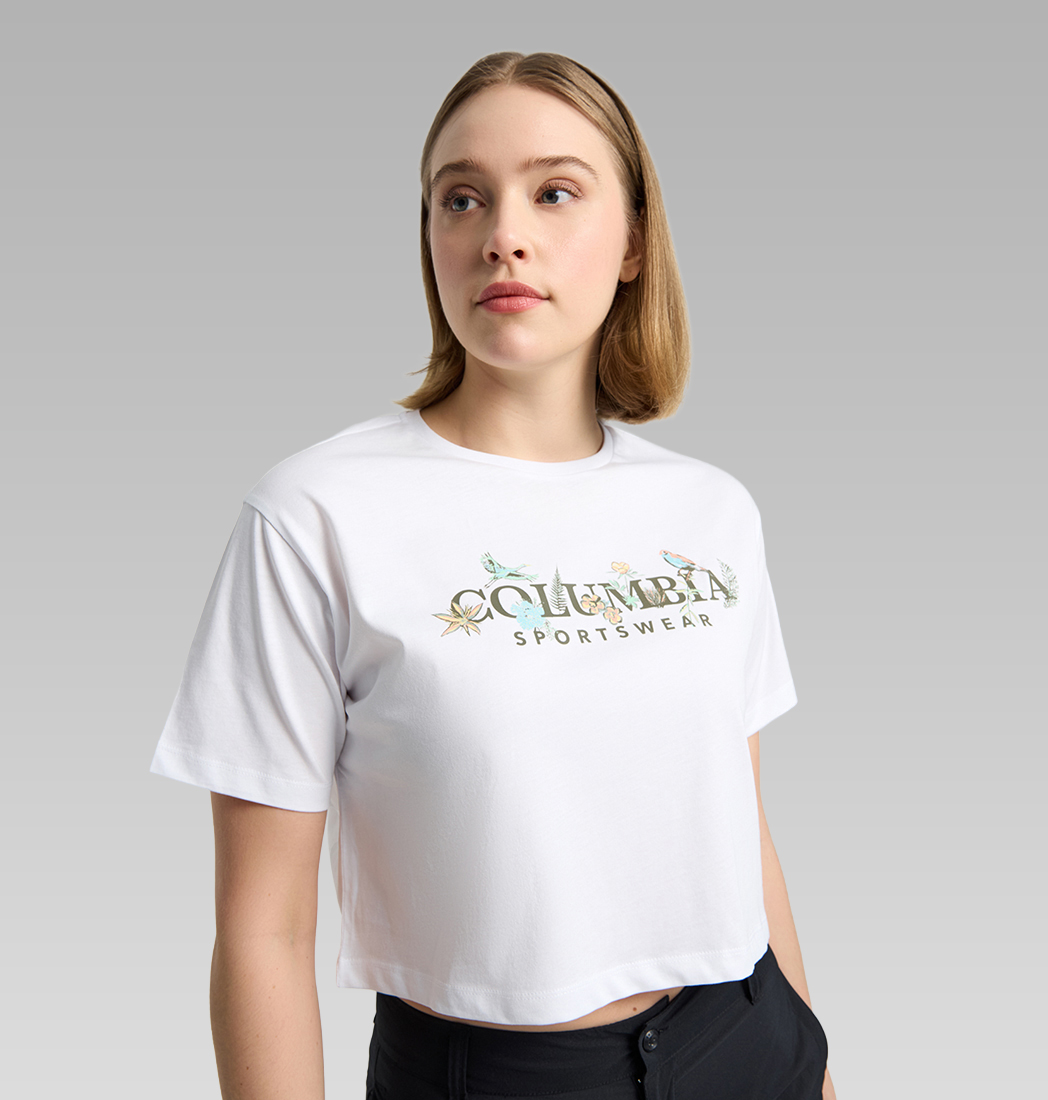 Columbia Kadın Beyaz CSC Outback Crittters Crop Kısa Kollu T-Shirt
