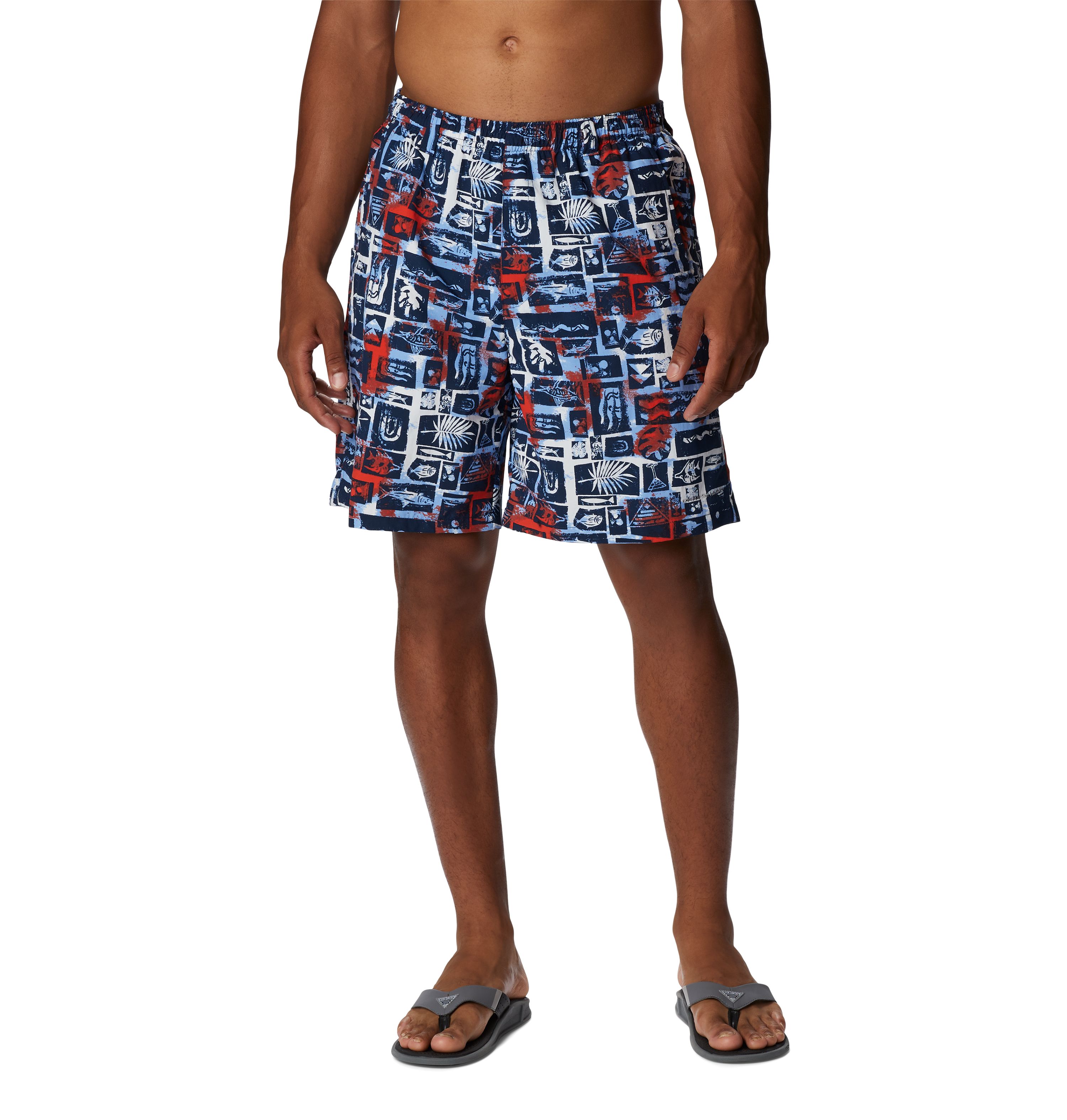 Columbia Super Backcast Water Short Pantaloncini Da Uomo Per Escursionismo E Nuoto, Stampa Safari Finder, Taglia M, Con Protezione Solare UPF 50 E Tasche
