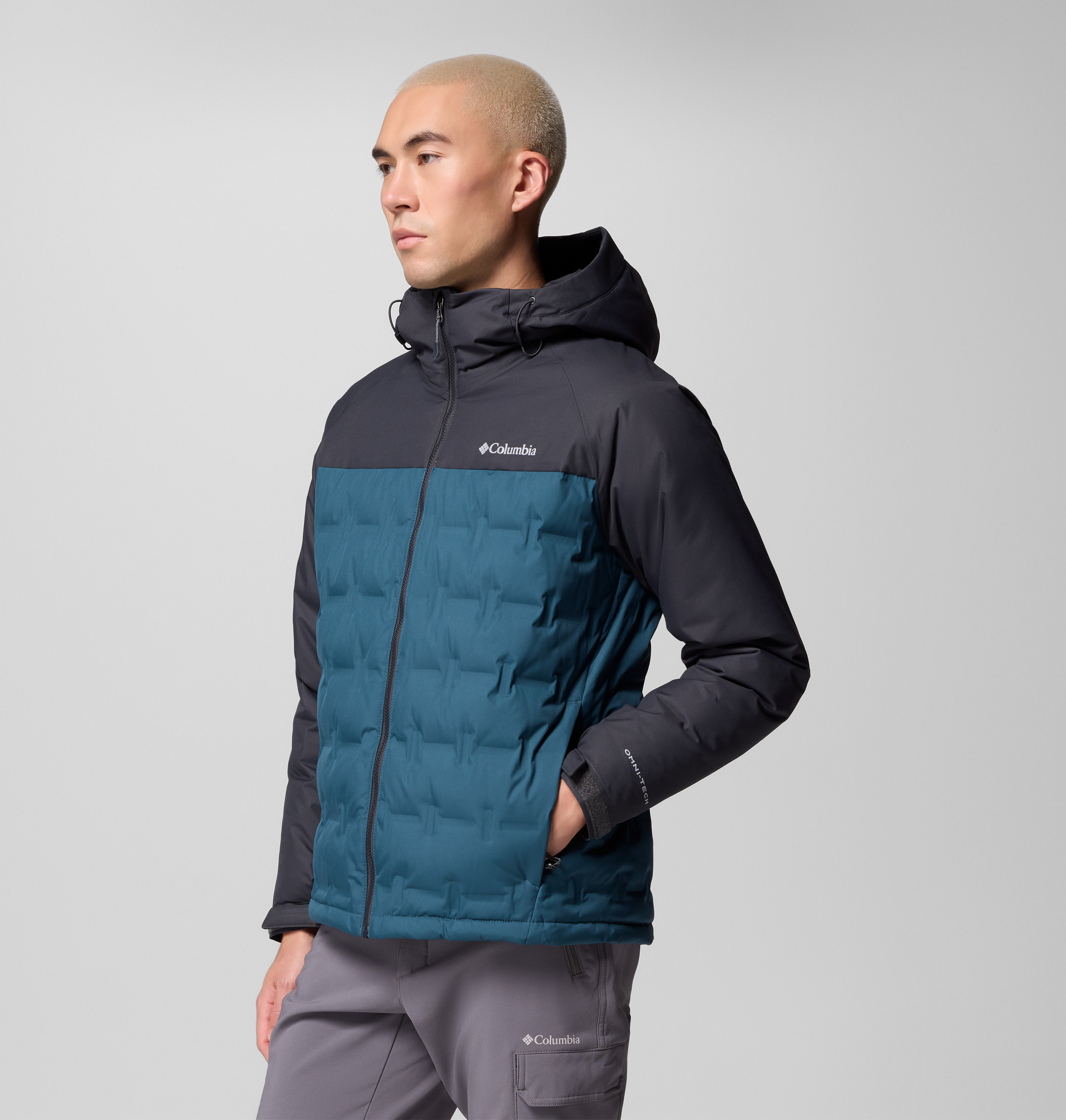 Columbia Erkek Mavi Grand Trek III Down Kapüşonlu Kaz Tüyü Mont