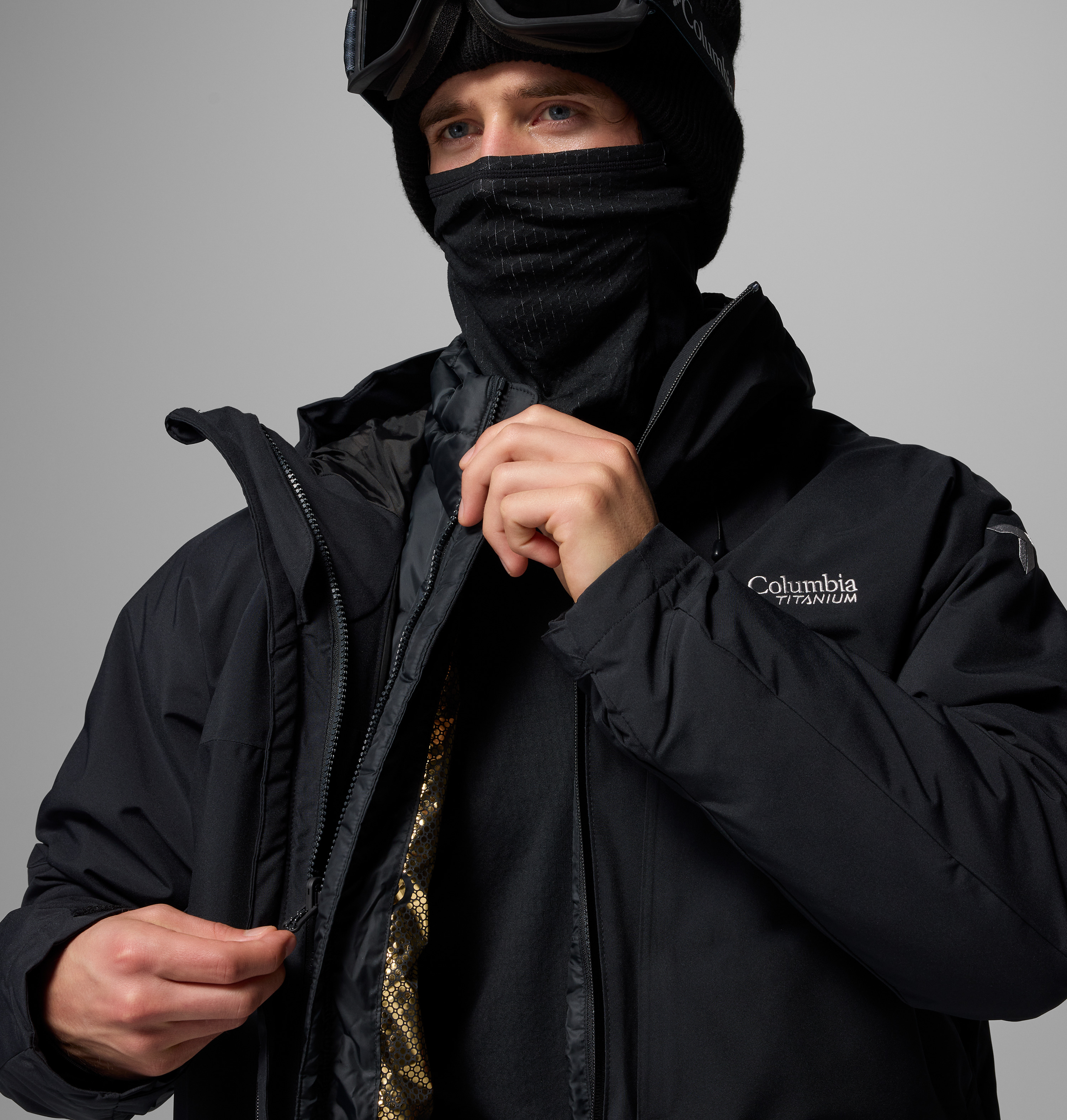Columbia スノーウエア フード付き ブラック Columbia Erkek Siyah Winter District II 3 in 1 Mont 2085131010010M