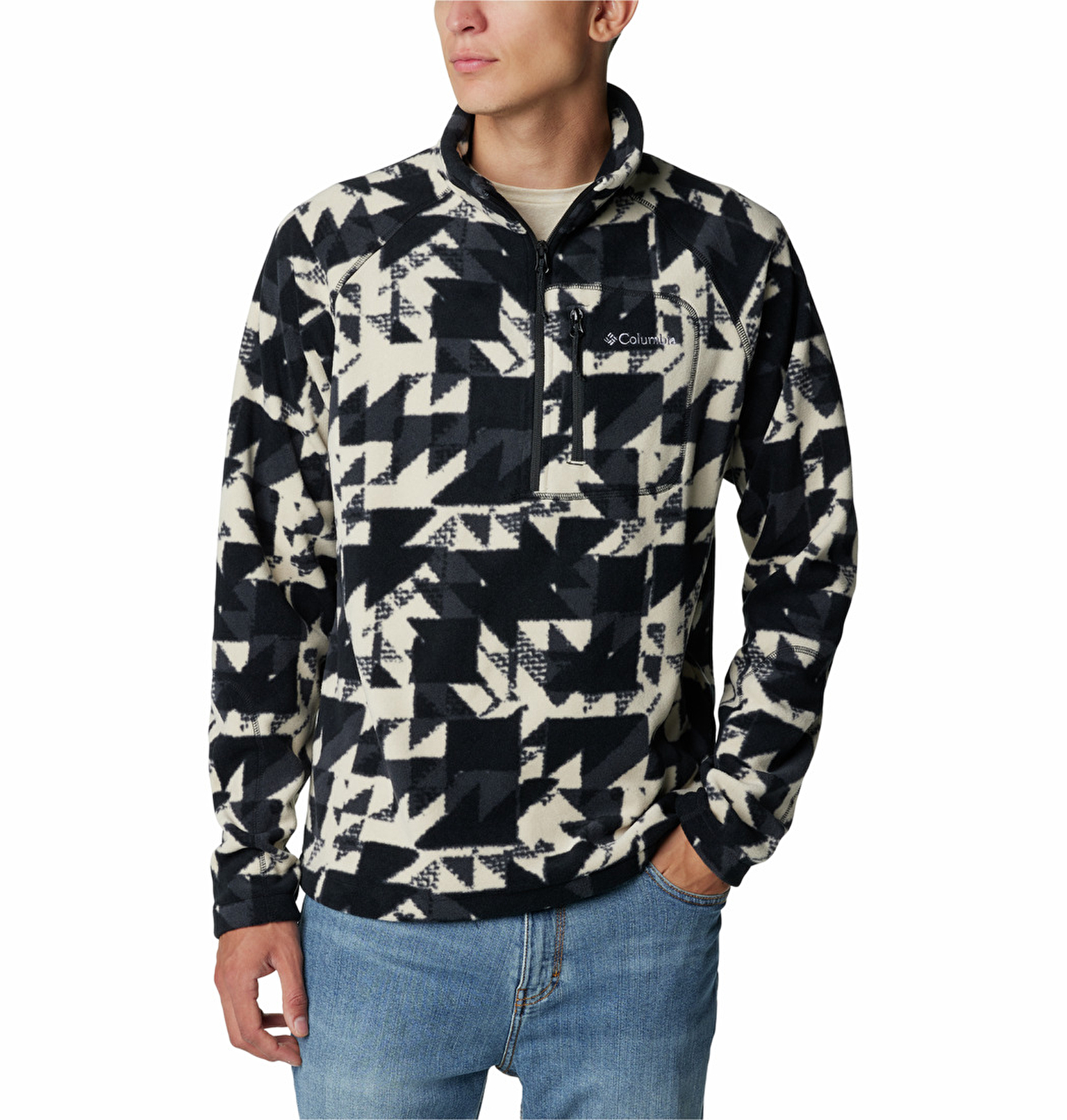 Fast Trek Printed Half Zip Erkek Polar Üst