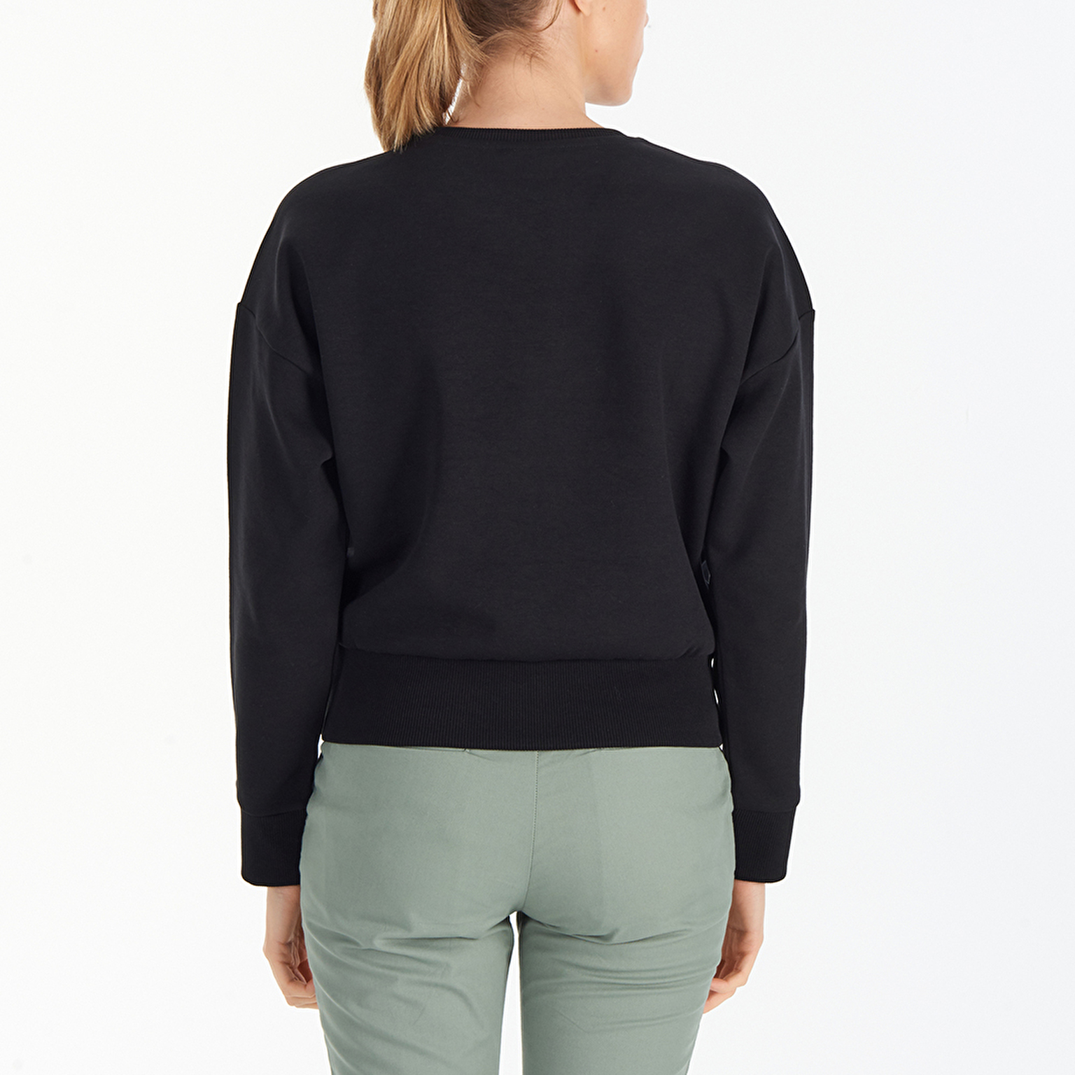 W Bar Split Crop Kadın Sweatshirt