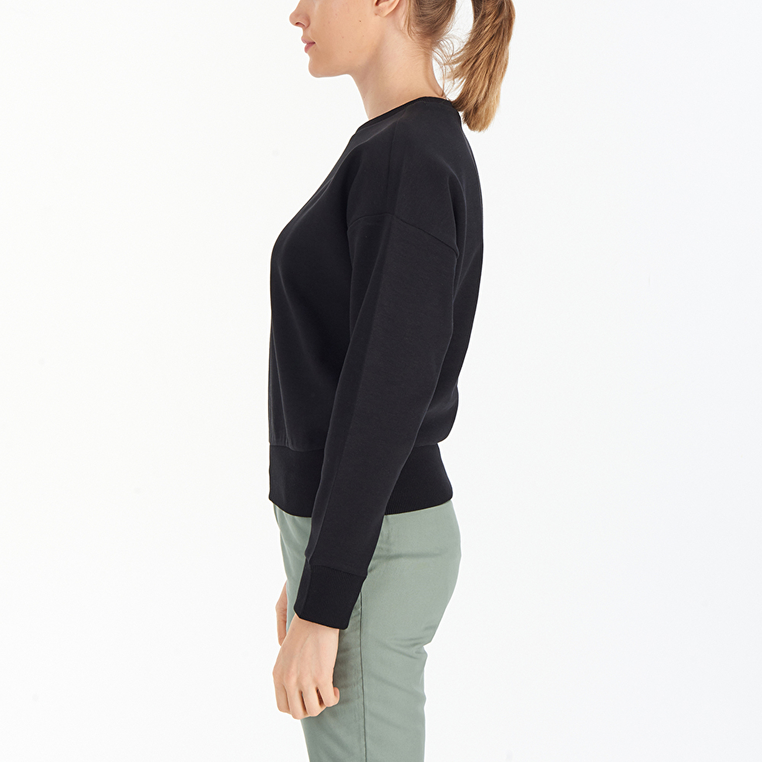 W Bar Split Crop Kadın Sweatshirt