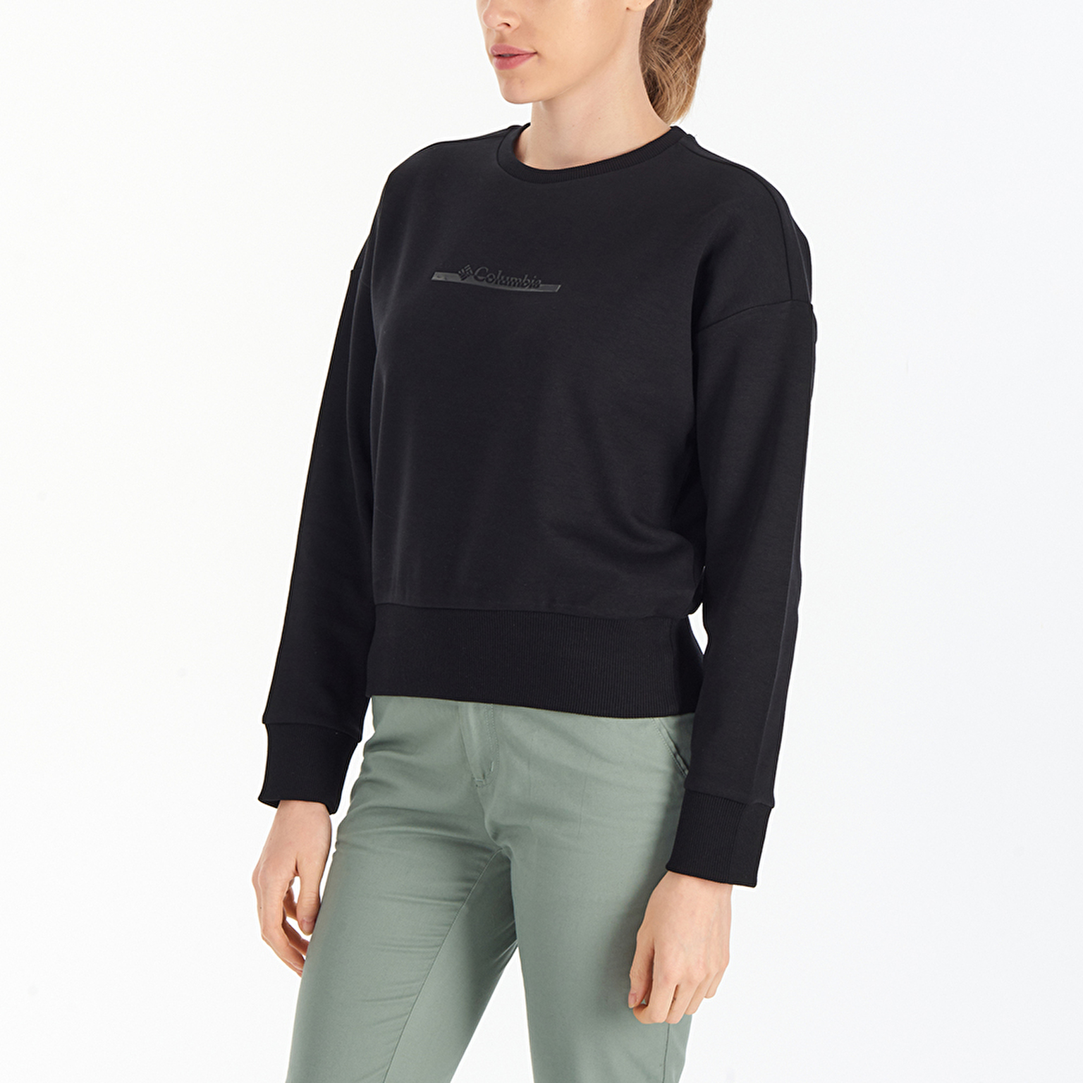 W Bar Split Crop Kadın Sweatshirt