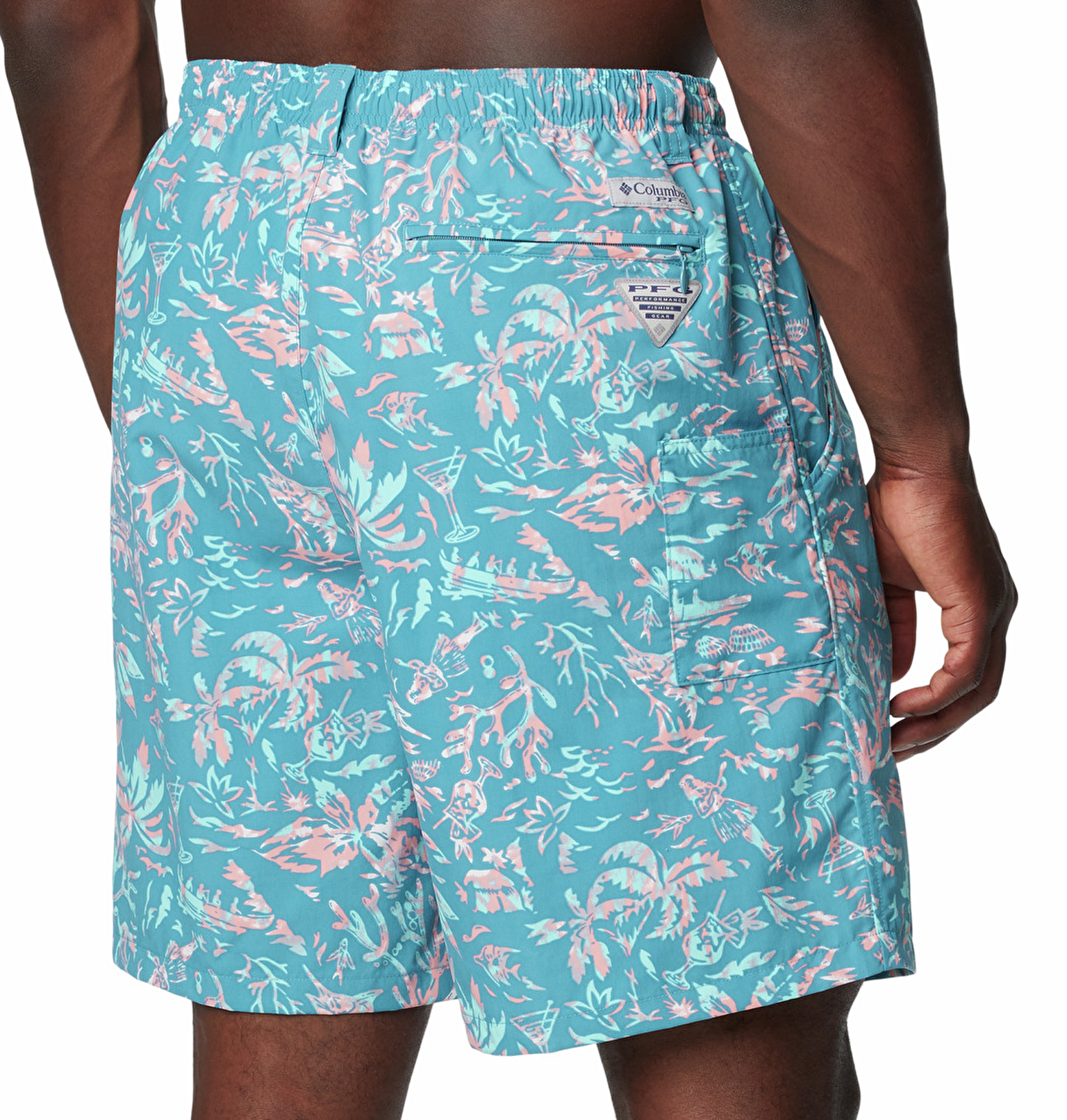 Columbia Men's Super Backcast Water Shorts - UPF 50 Sun Protection, Quick-Dry, Collegiate Navy Crosshatched Tuna Print, Medium 6" Inseam - View #6