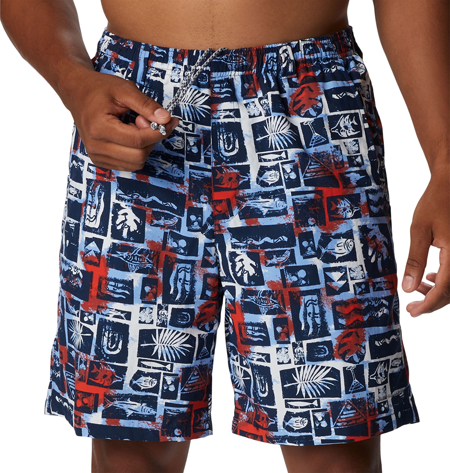 Columbia Men's Super Backcast Water Shorts - UPF 50 Sun Protection, Quick-Dry, Collegiate Navy Crosshatched Tuna Print, Medium 6" Inseam - View #8